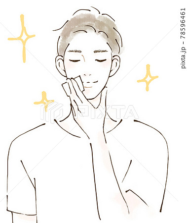 肌ケアをする男性のイラスト　人物　若い 78596461