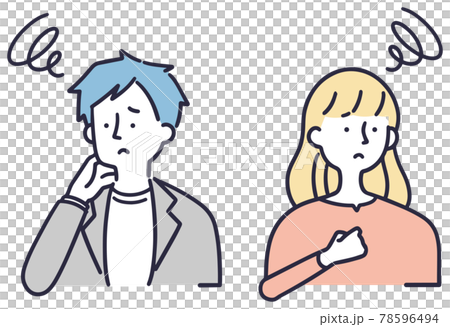 擔心消極的男人和女人簡單的插圖集 78596494