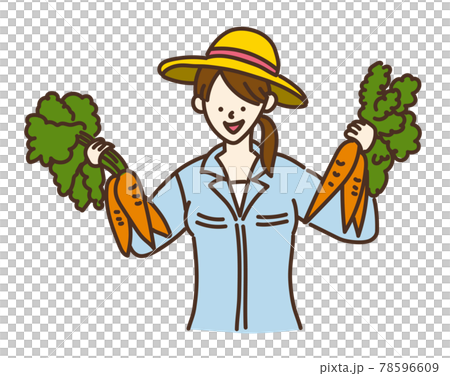 Agricultural girl, agriculture, farmer, farmer girl illustration working carrot 78596609