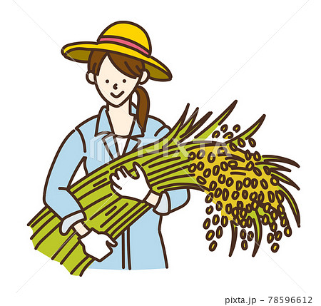 農業女子 農業 農家 農家女子 イラスト 働く 米のイラスト素材