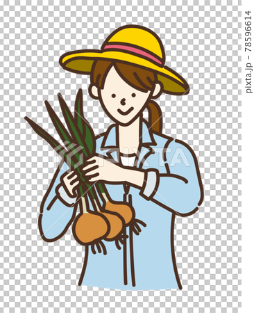 Agricultural girl, agriculture, farmer, farmer girl illustration working onion 78596614