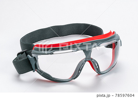 Side view of multipurpose goggles isolated on white background. Side view of multipurpose goggles isolated on white background. 78597604