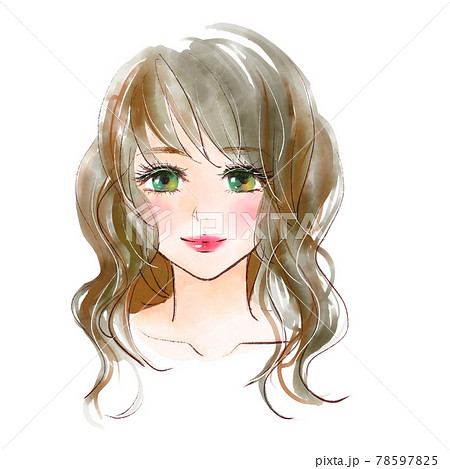 微笑む女性 柔らかい水彩タッチのイラスト素材