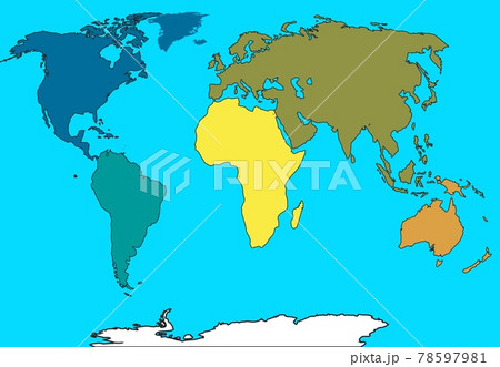 Vector map of the world. Oceans and continents on a flat projection. Vector map of the world. Oceans and continents on a flat projection. 78597981