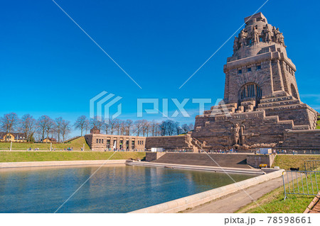 Monument to the Battle of the Nations, cityscape of historical downtown in Leipzig at Spring, blue sky and sunny day, Germany. Monument to the Battle of the Nations, cityscape of historical downtown in Leipzig at Spring, blue sky and sunny day, Germany. 78598661