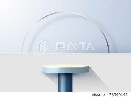 3D realistic blue podium and ring with backdrop minimal scene display background 3D realistic blue podium and ring with backdrop minimal scene display background 78599145
