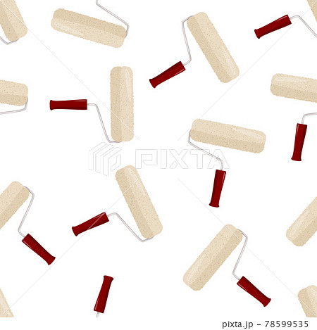Roller paint isolated background. Simple hand tool for repair vector seamless pattern. 78599535