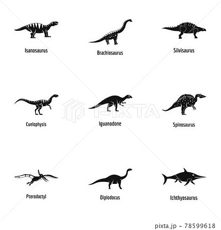 Cool lizard icons set, simple style 78599618