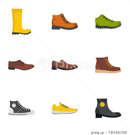 Pair of shoes icons set, flat style Pair of shoes icons set, flat style 78599709