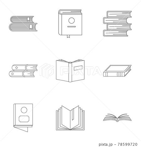 Folio icons set, outline style Folio icons set, outline style 78599720