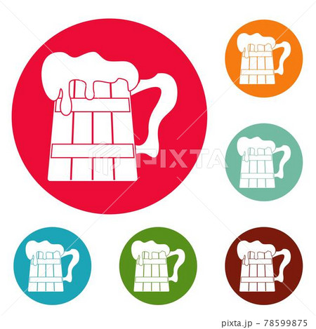 Big beer mug icons circle set vector 78599875