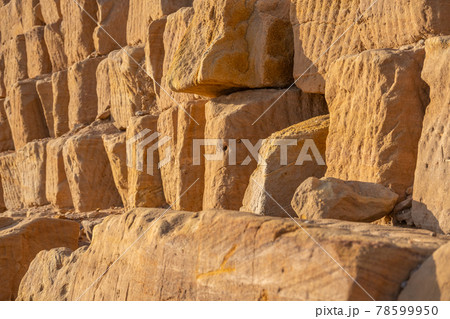 Close-up of the sandstones used to build the pyramids of the black pharaohs in Sudan, abstract 78599950