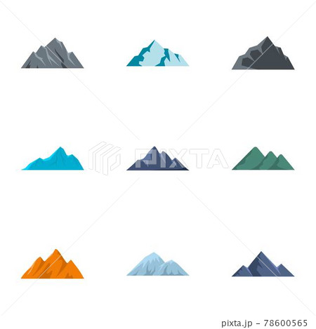 Mountain icons set, flat style Mountain icons set, flat style 78600565