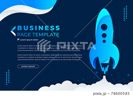 Business startup concept rocket vector template. Modern flat design. Rocket launch in the sky flying over clouds. Business concept. Horizontal background. Simple modern cartoon design for website, 78600585