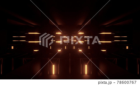 Geometric 3d illustration of endless tunnel with glowing neon lights Geometric 3d illustration of endless tunnel with glowing neon lights 78600767