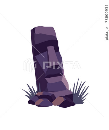 Stone face on easter island. Ancient moai statue. Famous travel symbol. Tourism and vacation tropical object. Stone idol Stone face on easter island. Ancient moai statue. Famous travel symbol. Tourism and vacation tropical object. Stone idol 78600955