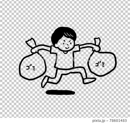 Decluttering Illustration of throwing away trash Black and white 78601483