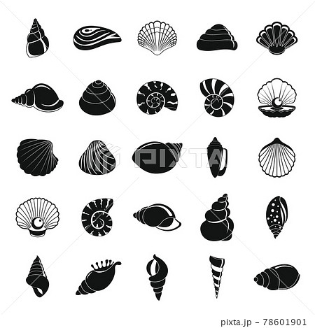 Sea shell icons set, simple style 78601901