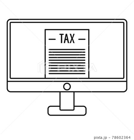 Tax by computer icon, outline style 78602364