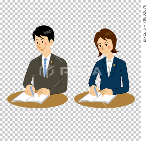 文字を書く弁護士の男女のイラスト素材