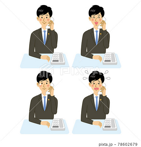 電話応対をする弁護士の男のイラスト素材