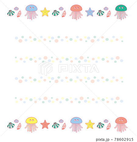 海の生き物のベクターイラストの便箋 78602915