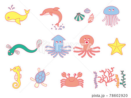 海の生き物のベクターイラストセット 78602920
