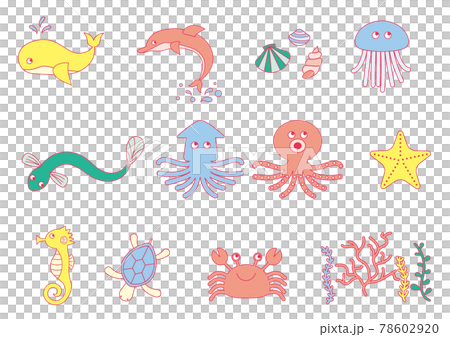 Vector illustration set of sea creatures 78602920