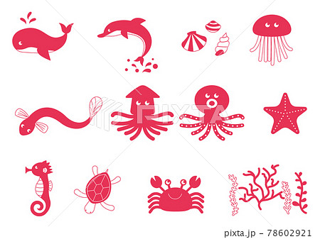 海の生き物のベクターイラストのアイコン 78602921