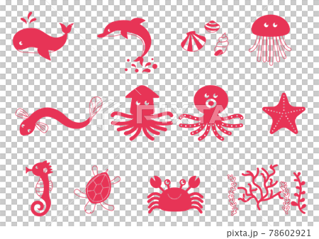海の生き物のベクターイラストのアイコン 78602921