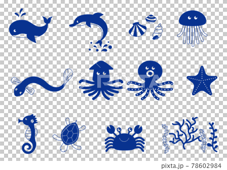 海の生き物のベクターイラストのアイコン 78602984