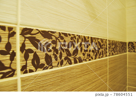 Beige ceramic tile and bordure, can be used indoors and outdoors 78604551