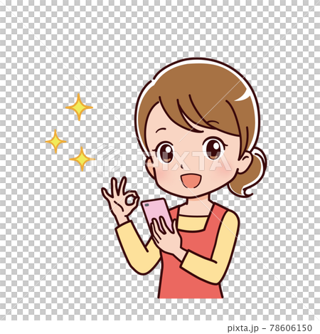 スマホを使う女性のイラスト 78606150