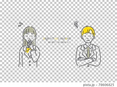 Simple and fashionable high school student line drawing illustration 78606825