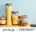noodle, cookie, pasta are keeping in the jar 78608667