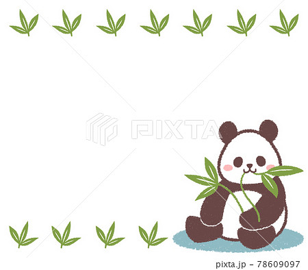 お座りパンダと笹の葉のフレーム 78609097