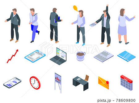 Office manager icons set, isometric style 78609800