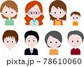 色んなタイプの人の顔　男女、家族、子ども 78610060