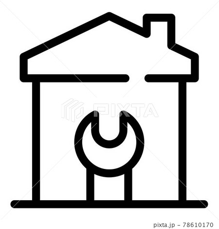 Wrench repair house icon, outline style Wrench repair house icon, outline style 78610170