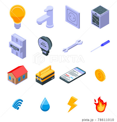 Utilities icons set, isometric style 78611010