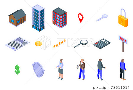 Realtor icons set, isometric style 78611014
