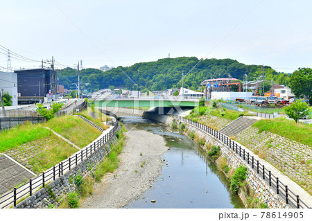 明神橋/大栗川より上流(宝蔵橋)方面を望む(東京都多摩市)【2021.6】 明神橋/大栗川より上流(宝蔵橋)方面を望む(東京都多摩市)【2021.6】 78614905