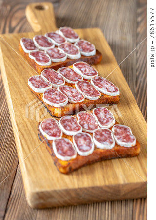 Toasts with fuet Toasts with fuet 78615577