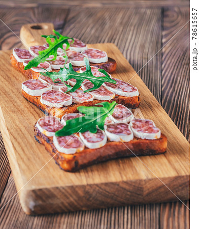 Toasts with fuet Toasts with fuet 78615657