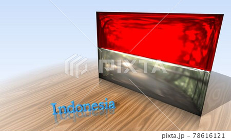 床に映るIndonesiaの国旗と国名のテキスト4-2-3 78616121