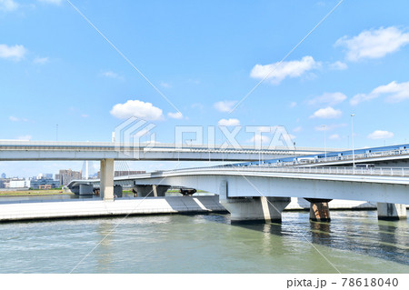 清砂大橋/葛西側より江東区側を望む(東京都江戸川区)【2021.6】 清砂大橋/葛西側より江東区側を望む(東京都江戸川区)【2021.6】 78618040