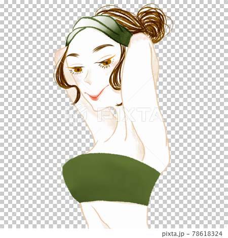 A woman raising her arms in a swimsuit A woman raising her arms in a swimsuit 78618324