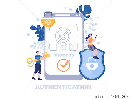 Authentication Security Vector Illustration Via Phone Or Computer For Code Message Shield And Password Secure Notice Login 78619068