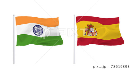 インドとスペインの国旗 78619393