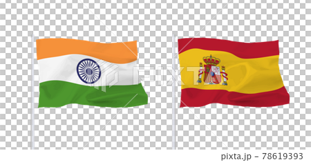インドとスペインの国旗 78619393